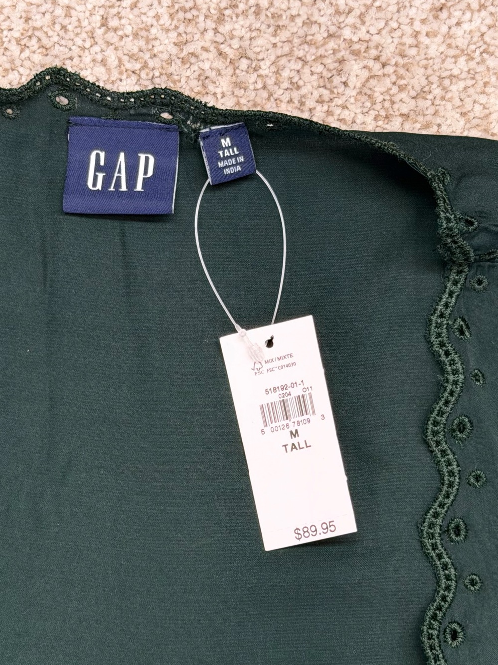 New GAP Women Satin Empire Maxi Dress  Essex Green V neck Long Sleeve M Tall - Picture 5 of 14